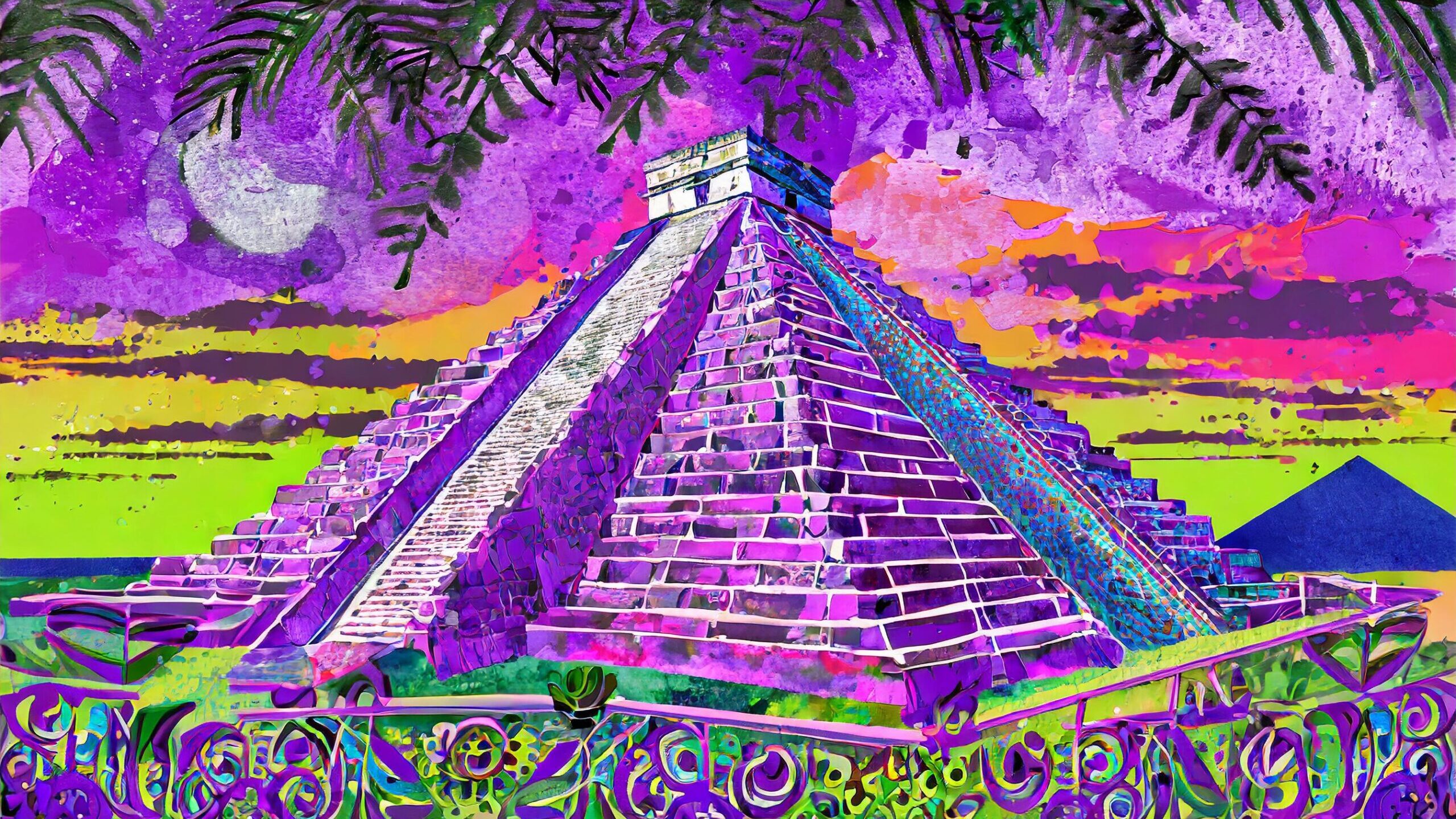 Firefly méxico, pyramid, mayan Design, concept, colorful, collage 25567